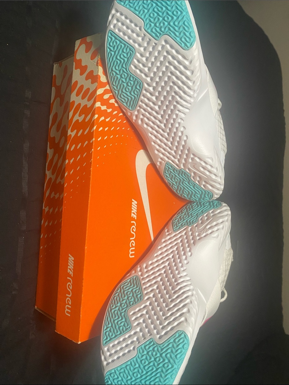 Nike White Slip-On Sneakers with Pink & Teal Accents - Picture 3 of 5